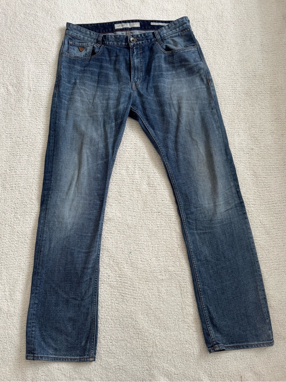 Guess Men's Faded Blue Straight Jeans